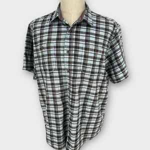 Outdoor Life Mens Plaid Short Sleeve Button Up Shirt Top XL Blue Black Red Green